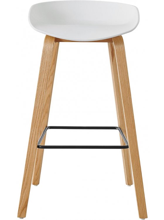 Барный стул BY003 белый / бук / матовый черный металл