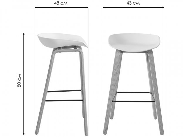 Барный стул BY003 белый / бук / матовый черный металл