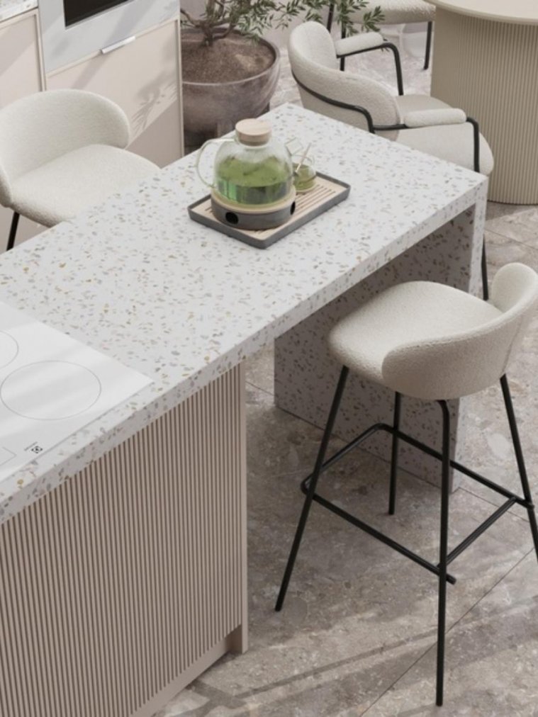 Барный стул Элли букле молочный