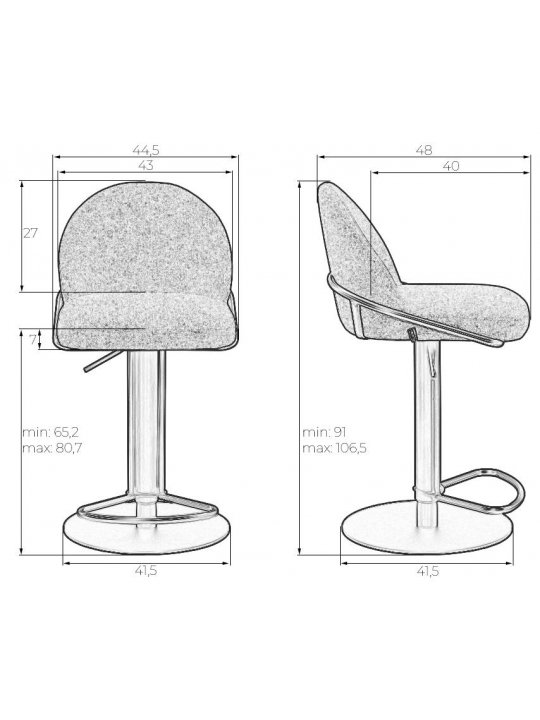 Барный стул Oliver серый