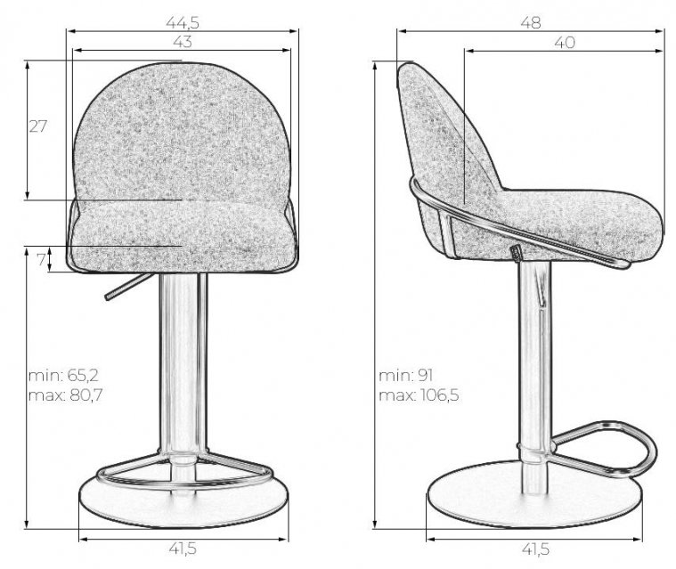 Барный стул Oliver серый
