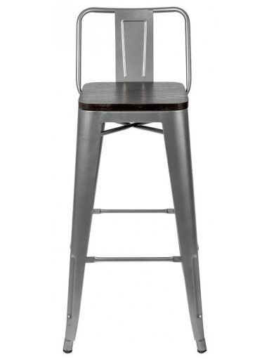 Барный стул Тиоли YD-H675E-W YG-15 со спинкой серебристый матовый / темное дерево