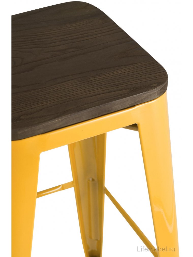 Барный стул Тиоли желтый глянцевый / темное дерево