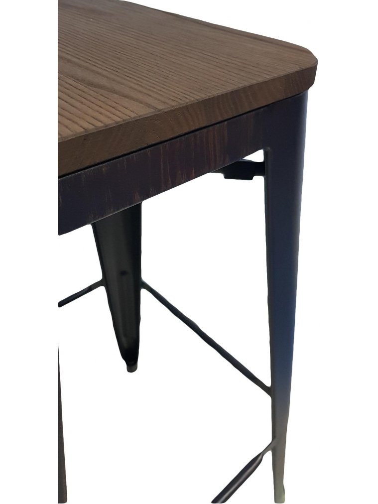 Барный стул Тиоли черный / патина золото / темное дерево