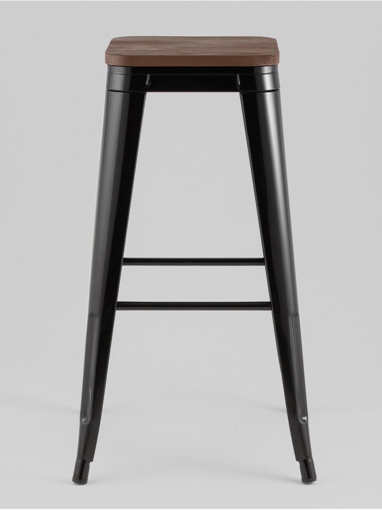 Барный стул Tolix черный / темное дерево