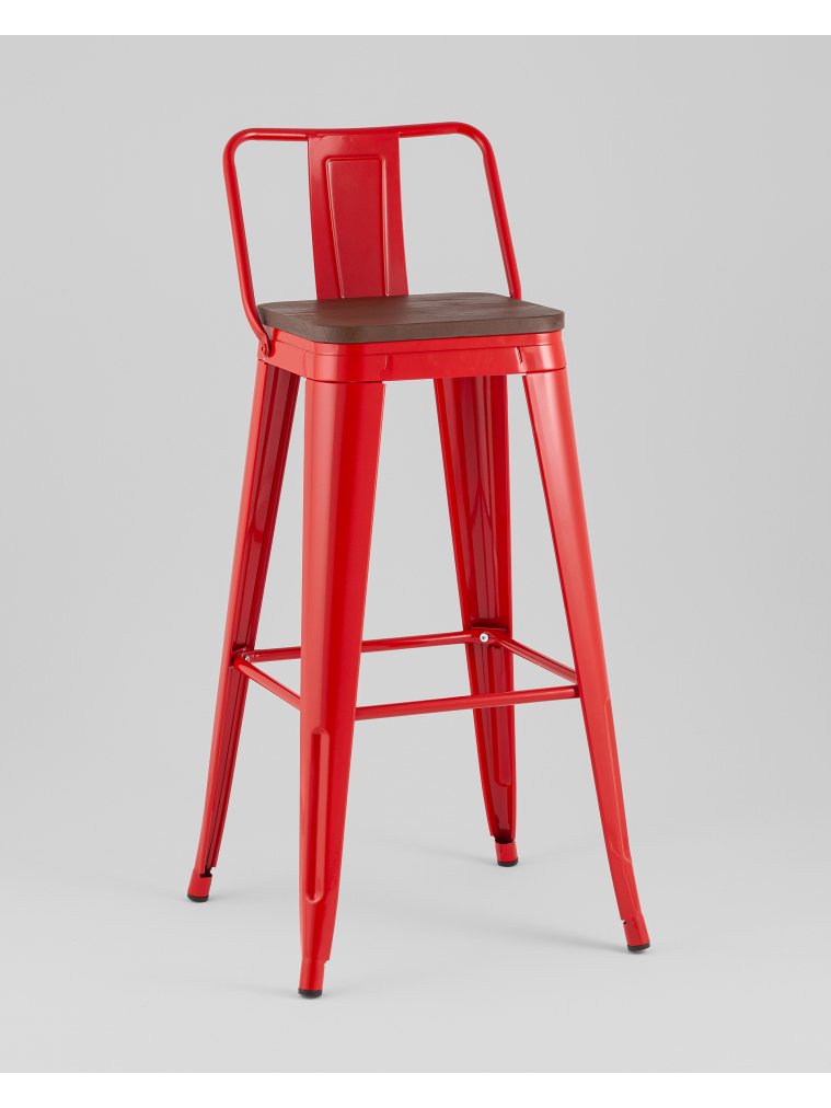 Барный стул Tolix красный / темное дерево