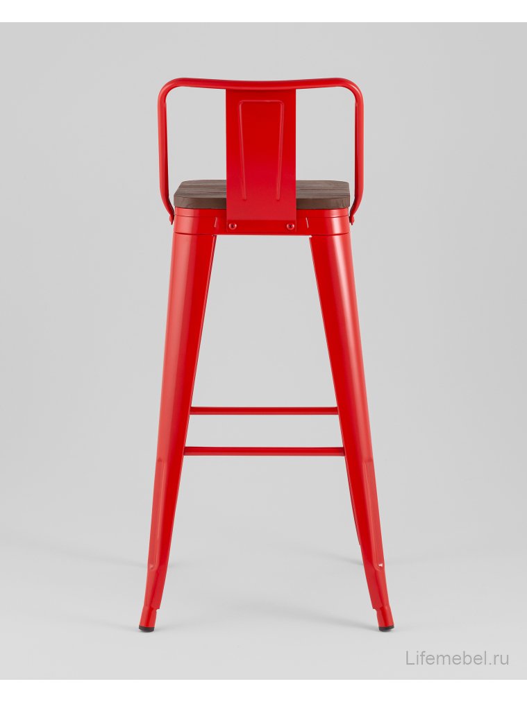 Барный стул Tolix красный / темное дерево