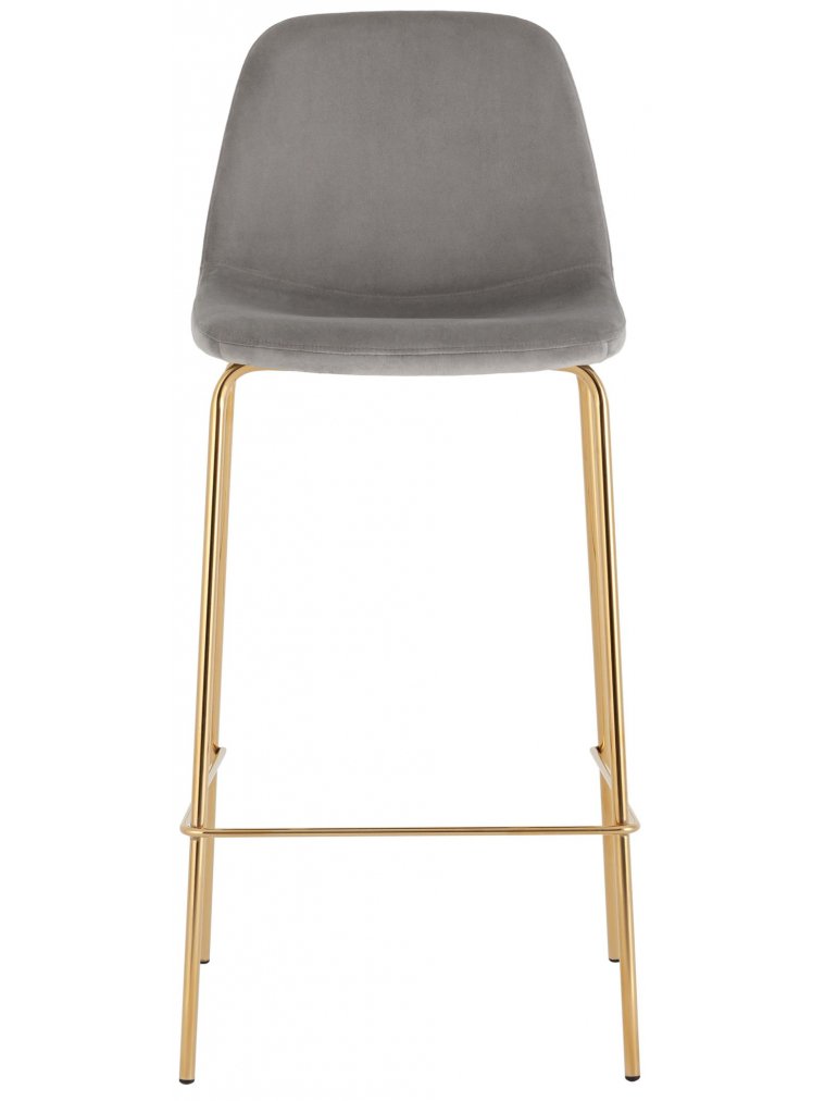 Барный стул Валли 2 велюр серый / золотой