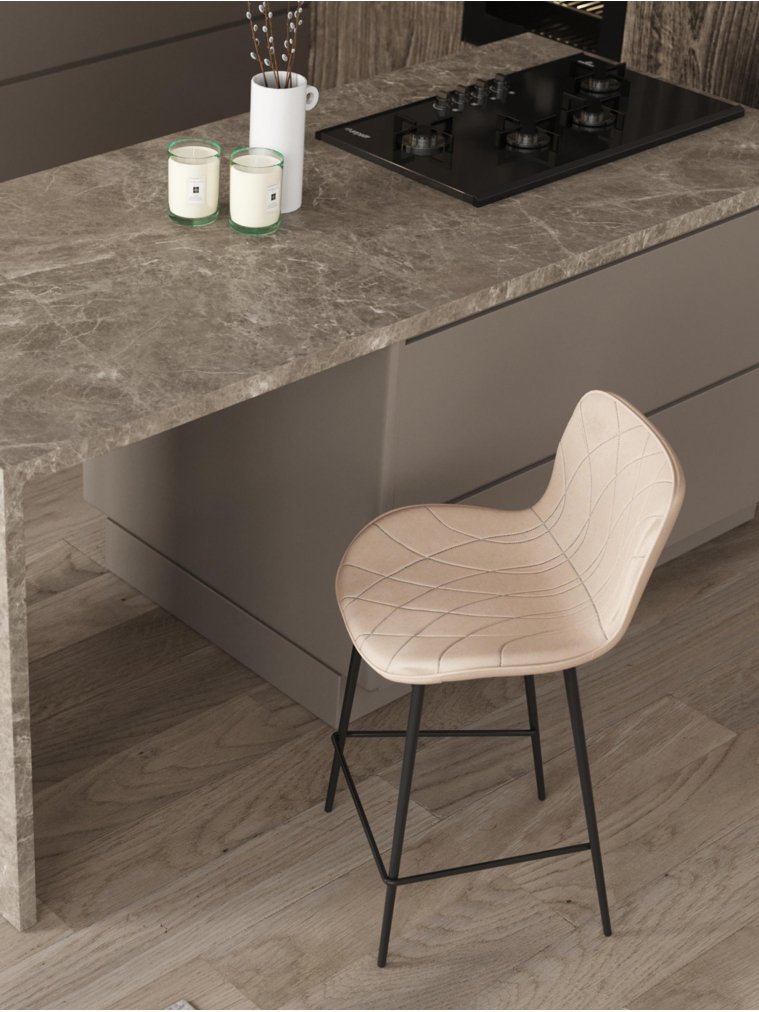 Полубарный стул Сейфорд, экокожа, светло-серый