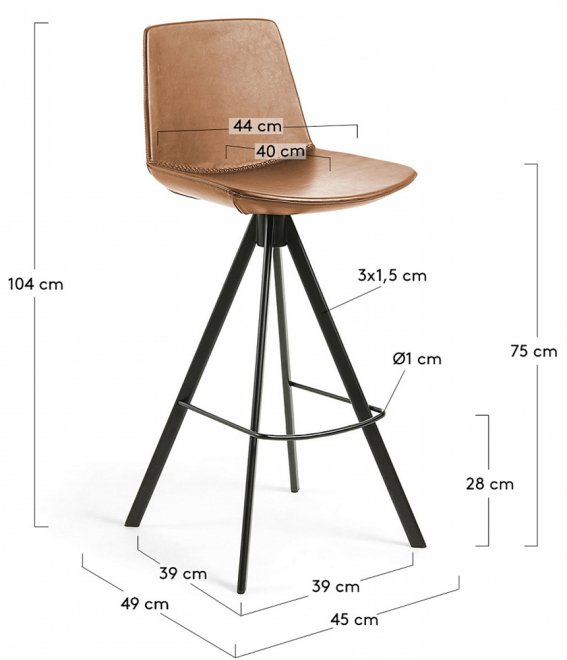 Барный стул Zast коричневый