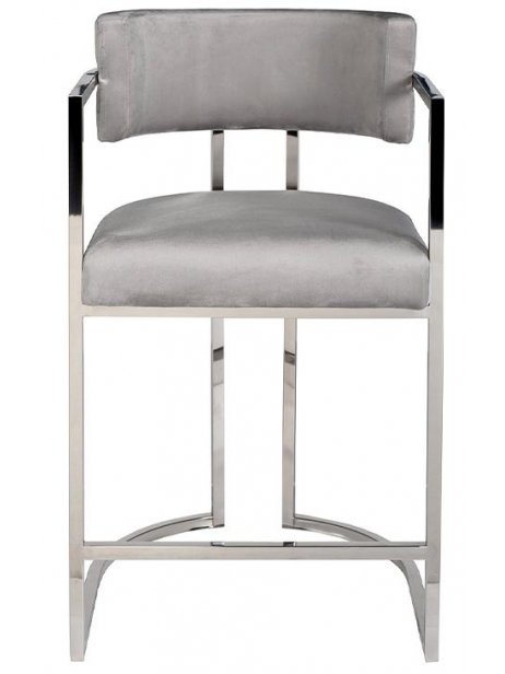 Полубарный стул 76AR-60337 велюр серый / хром