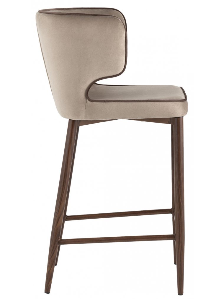 Полубарный стул Адальодо велюр шампань / кант / темное дерево