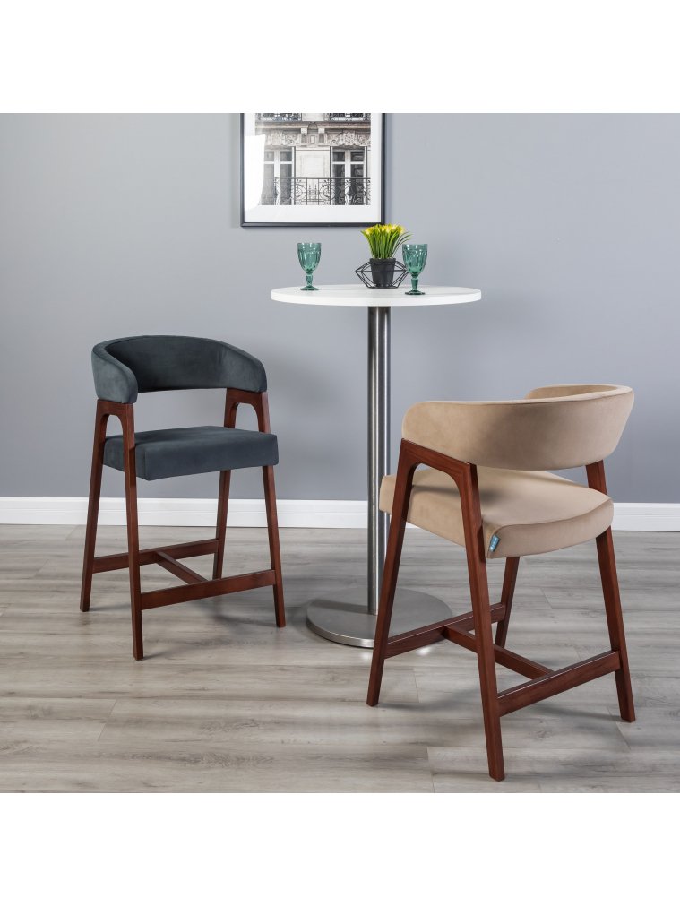 Полубарный стул Baxter beige / темный орех