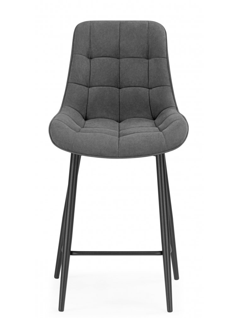 Полубарный стул Челси велюр темно-серый / черный каркас