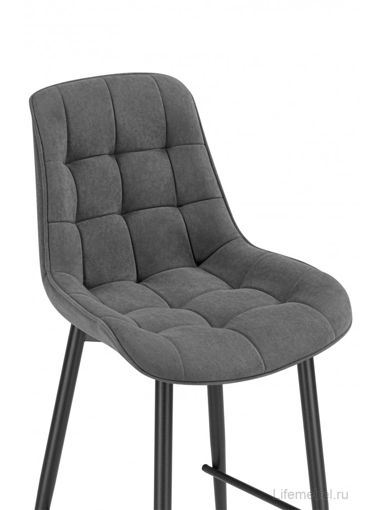 Полубарный стул Челси велюр темно-серый / черный каркас