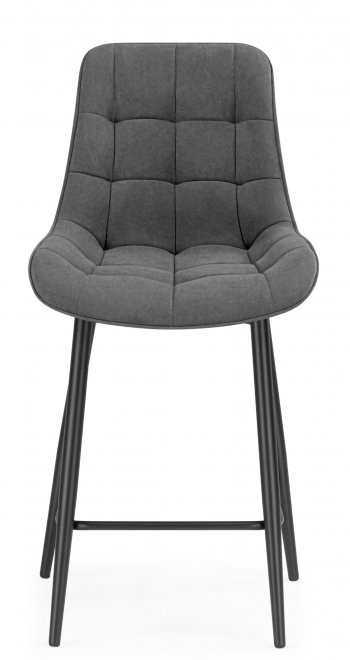 Полубарный стул Челси велюр темно-серый / черный каркас