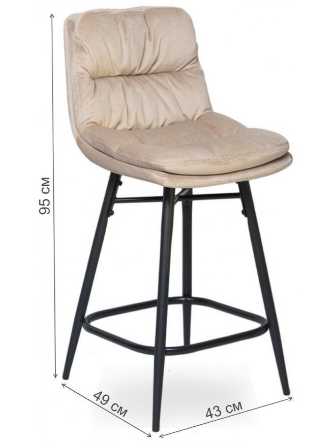 Полубарный стул D20 бархат dark beige vic 3 / black