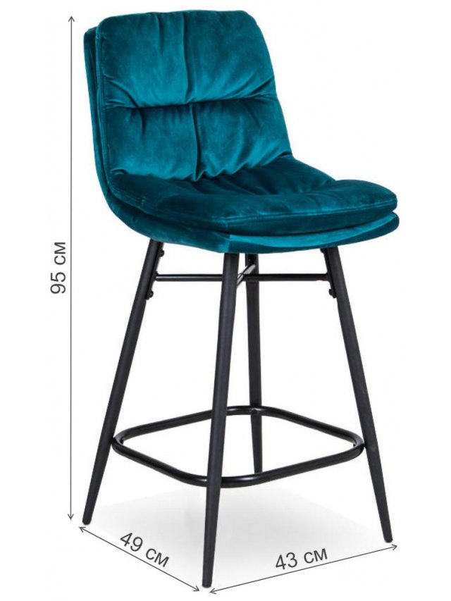 Полубарный стул D20 бархат dark blue vic 63 / black