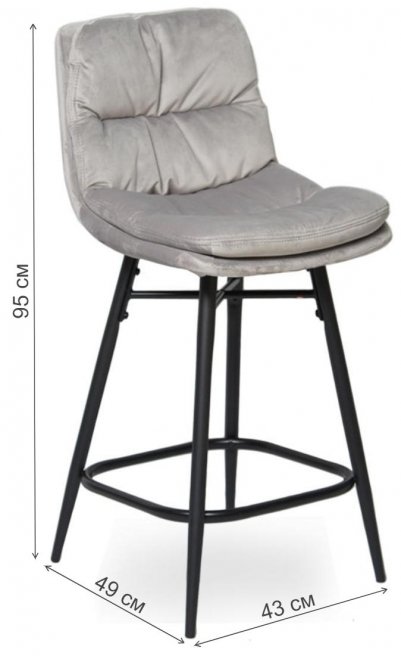 Полубарный стул D20 бархат light grey vic 25 / black