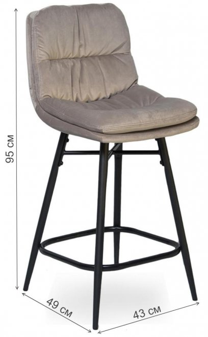 Полубарный стул D20 бархат light smoky vic 6 / black