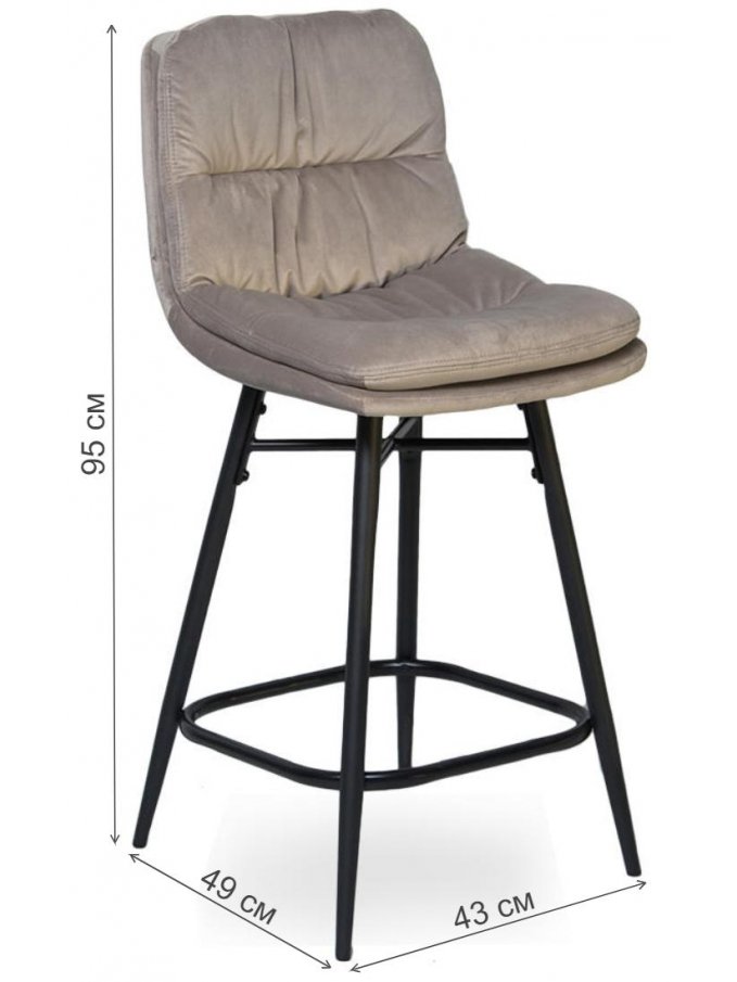 Полубарный стул D20 бархат light smoky vic 6 / black