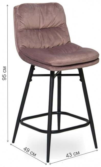 Полубарный стул D20 бархат old pink vic 18 / black