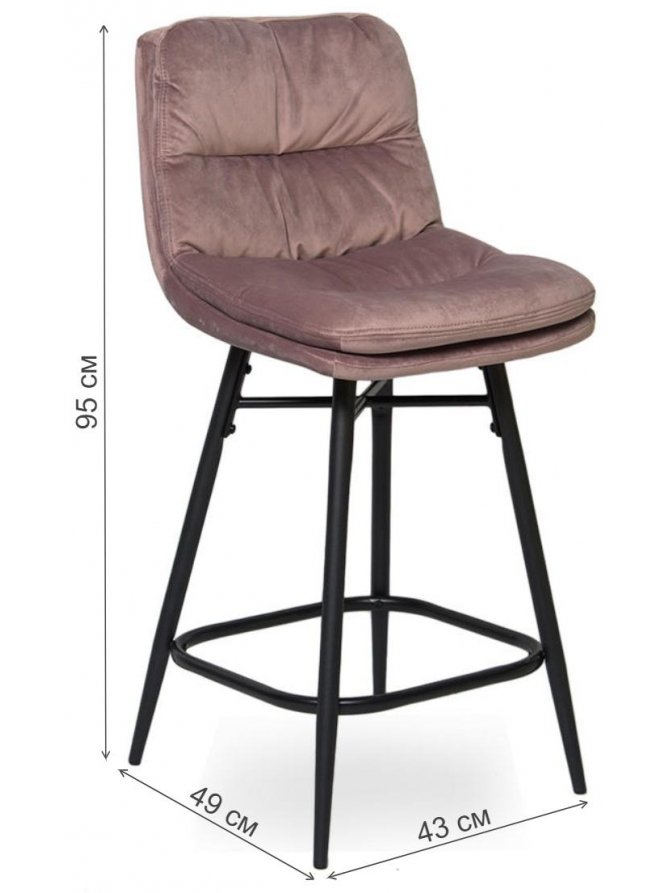 Полубарный стул D20 бархат old pink vic 18 / black