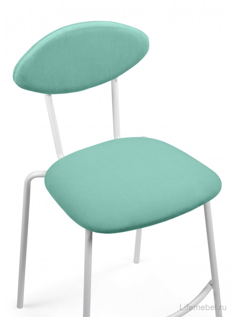Полубарный стул Коумо катания аквамарин / белый матовый