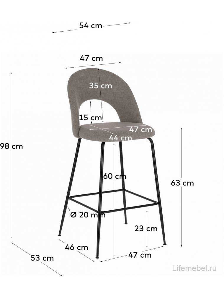 Полубарный стул Mahalia светло-серый
