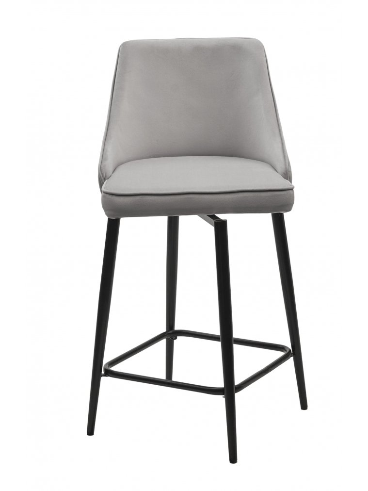 Полубарный стул Паркер поворотный велюр светло-серый / черный