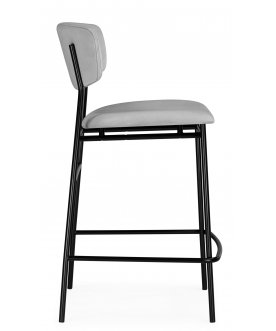 Стул барный Поло светло-серый / черный каркас