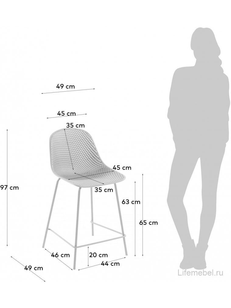 Полубарный стул Quinby белый