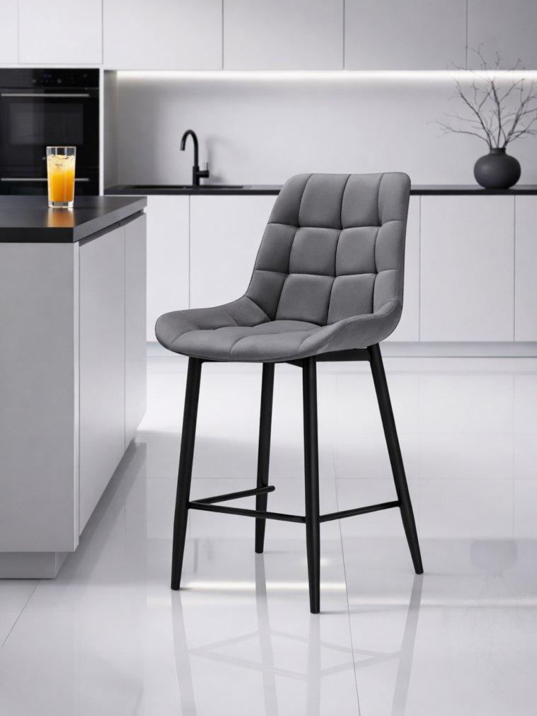 Полубарный стул Стронг вращающийся темно-серый (hl 9) / черный каркас