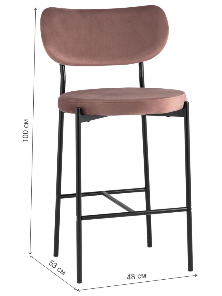 Полубарный стул Тунор пыльно-розовый велюр