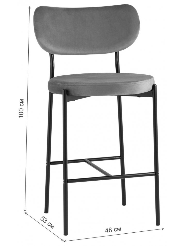 Полубарный стул Тунор серо-голубой велюр