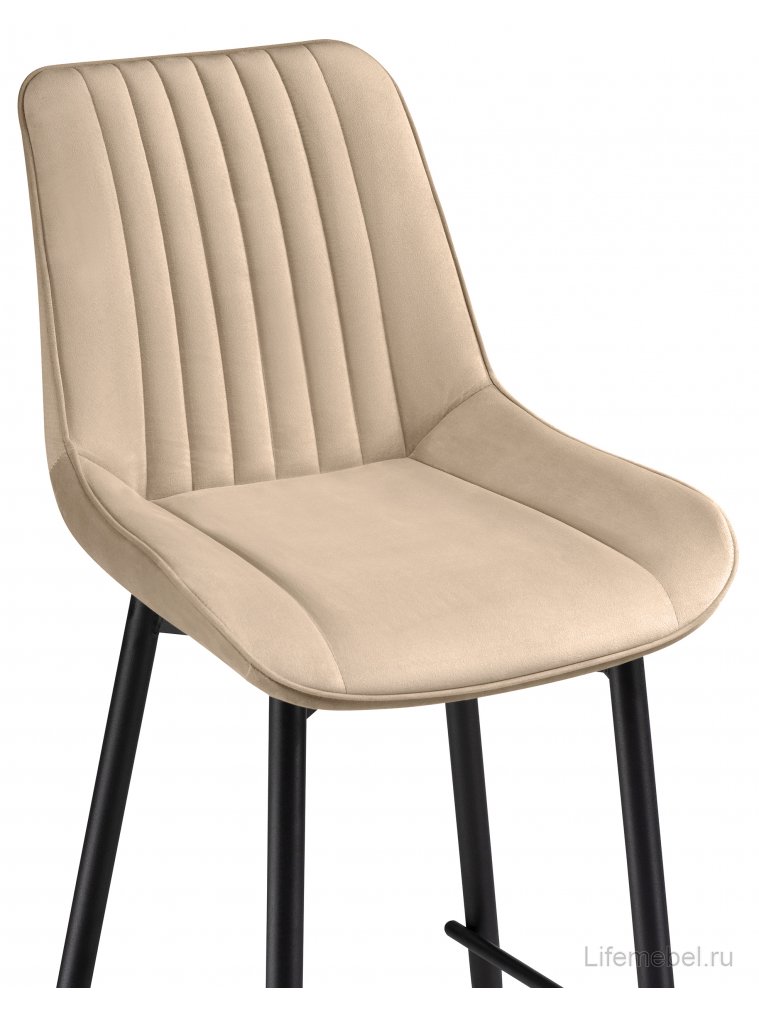 Полубарный стул Вейв бежевый велютто 05 / черный каркас