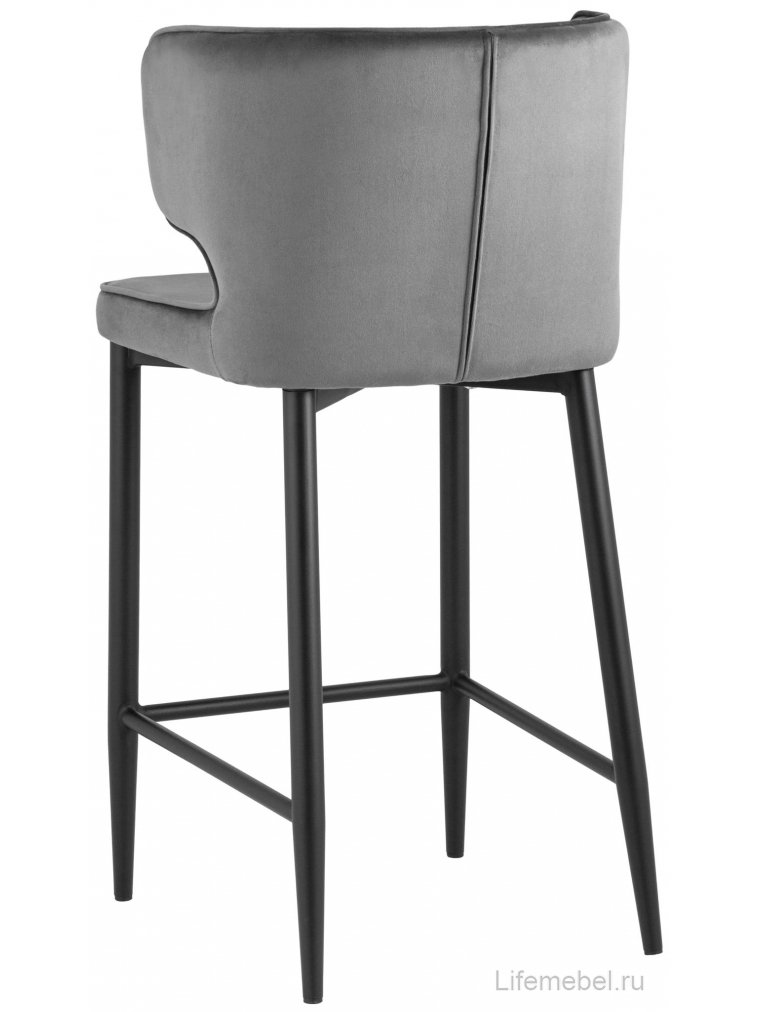 Полубарный стул Адальодо велюр серый / черный матовый