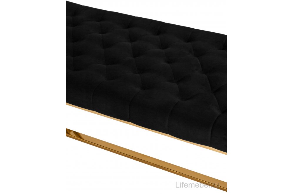 Банкетка Детройт черный / сталь золото