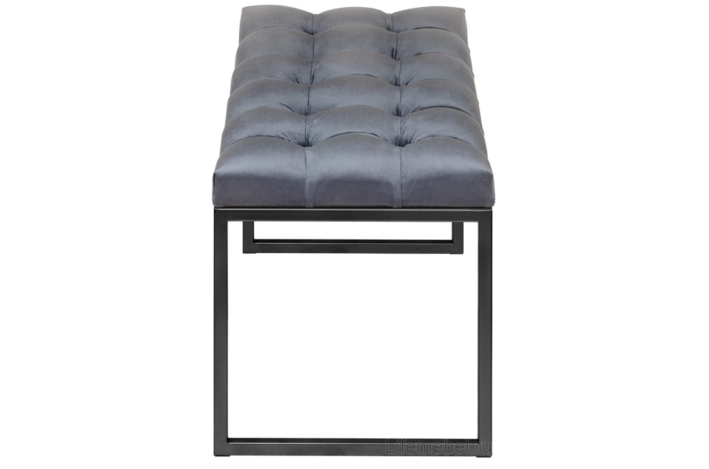 Банкетка Alba Mini с каретной стяжкой велюр Mouse Grey / черная