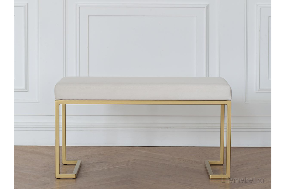 Банкетка Omega Mini велюр слоновая кость / золотая