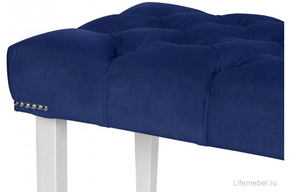 Банкетка Ницца 90 см velutto 26 белый / серебро / тёмно-синий