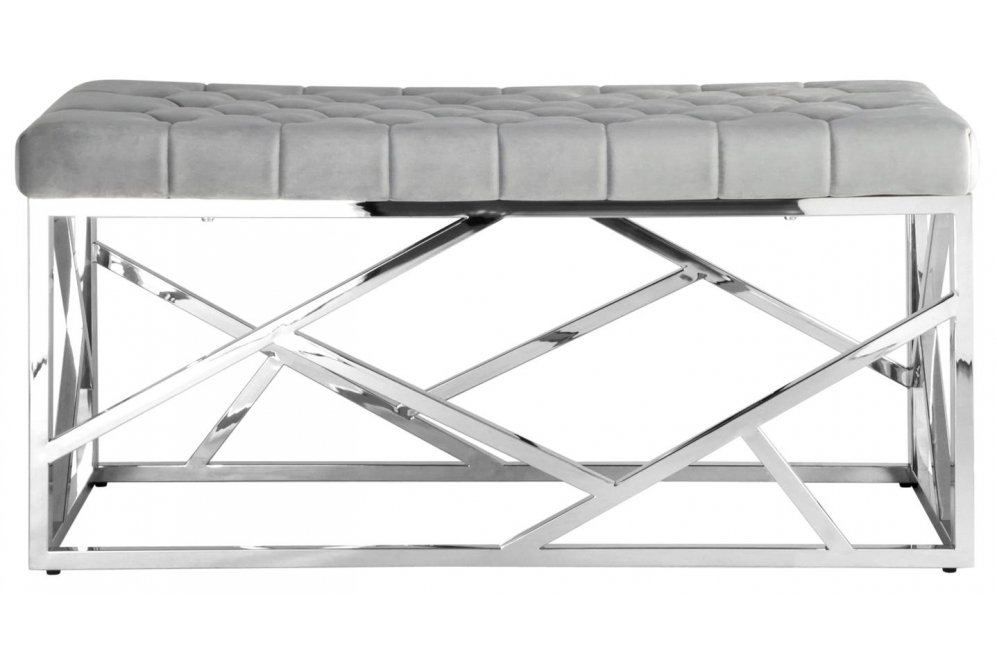 Банкетка Париж серый / сталь серебро