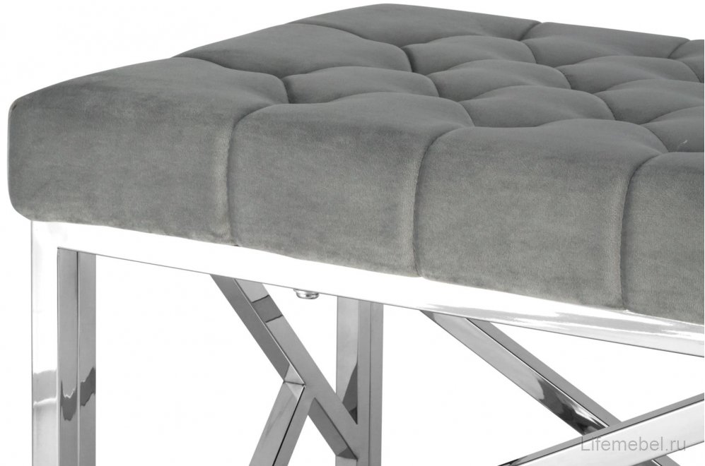 Банкетка Париж серый / сталь серебро