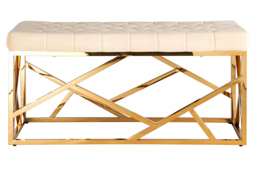 Банкетка Париж бежевый / сталь золото