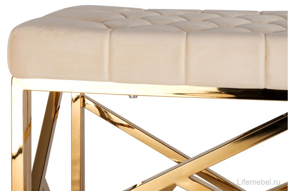 Банкетка Париж бежевый / сталь золото