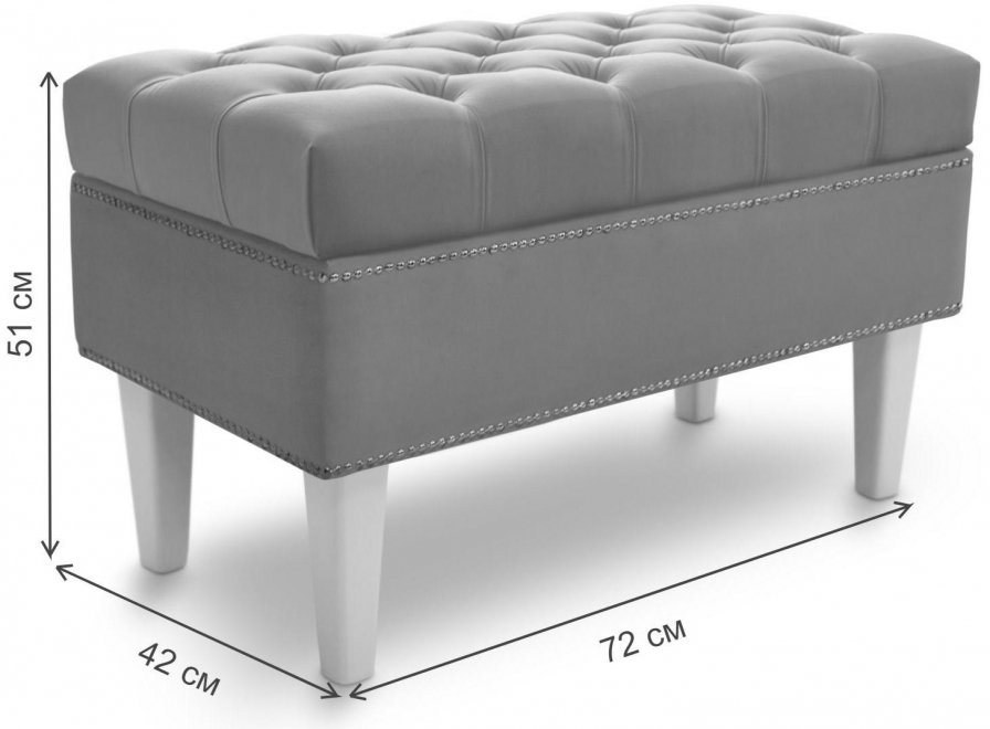 Банкетка Париж 700 amo 09 / белый / серебро