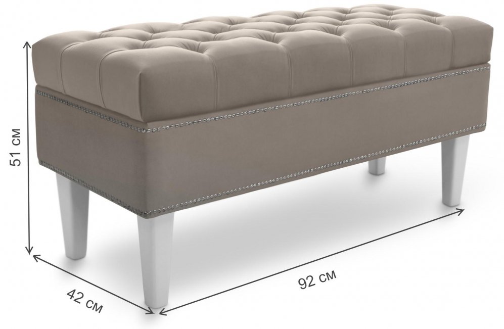 Банкетка Париж 900 amo 02 / белый / серебро