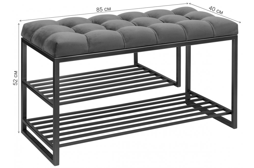 Банкетка Garda Plus велюр каретная стяжка marsala / черный