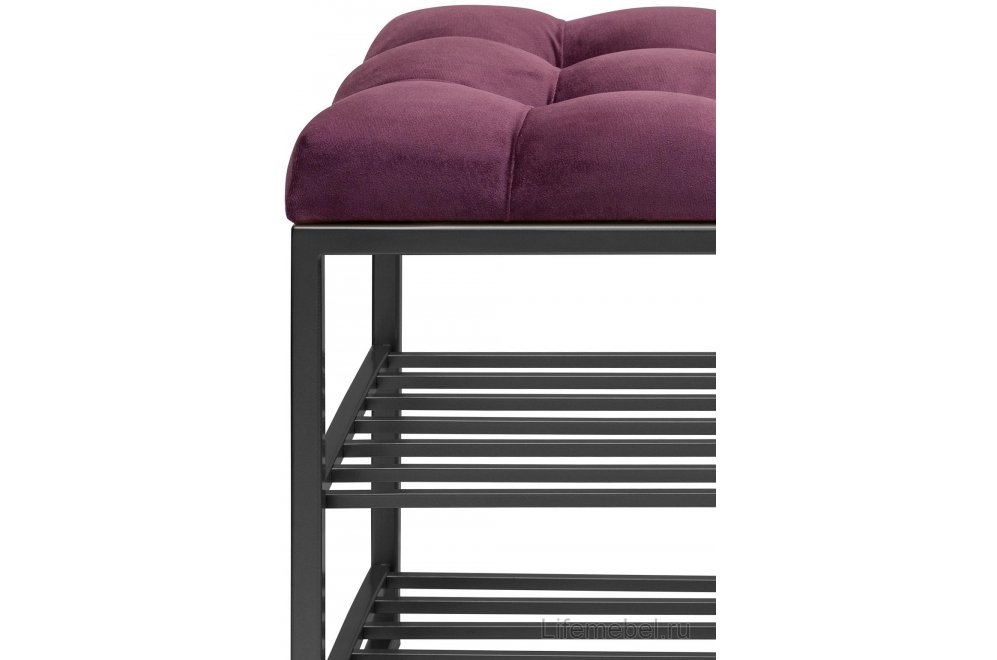 Банкетка Garda Plus велюр каретная стяжка marsala / черный