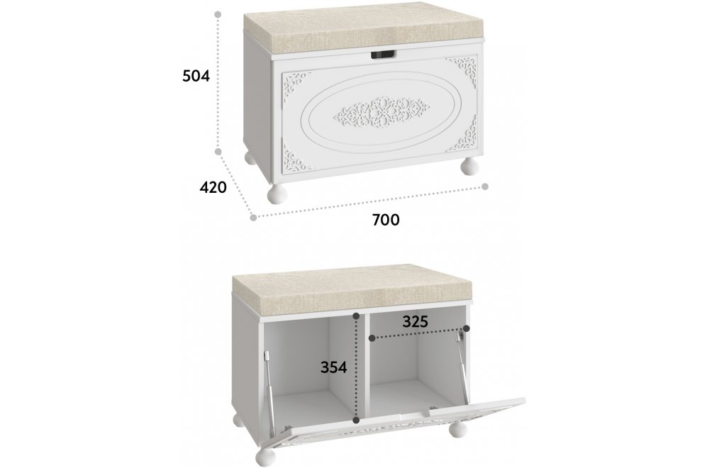 Банкетка Ассоль АС-70 белое дерево